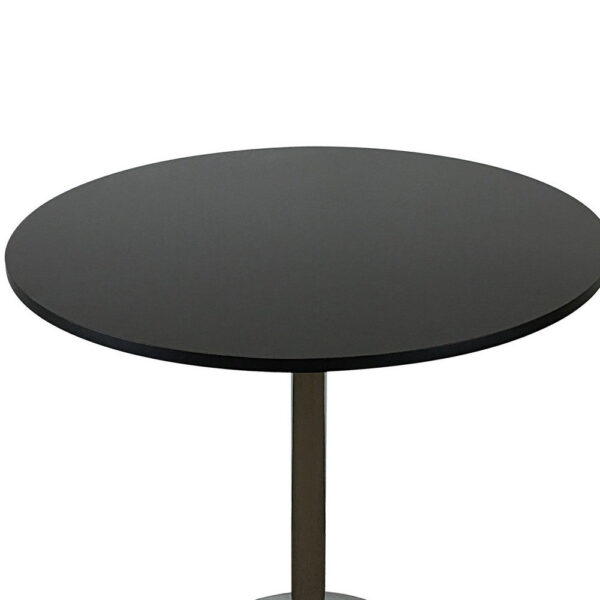 Mari 36 Inch Dining Table, Smooth Black Round Top and Stainless Steel Base