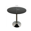 Mari 36 Inch Dining Table, Smooth Black Round Top and Stainless Steel Base