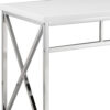 Gracie 47 Inch Desk, White Rectangular Top, Metal Legs in Chrome Finish