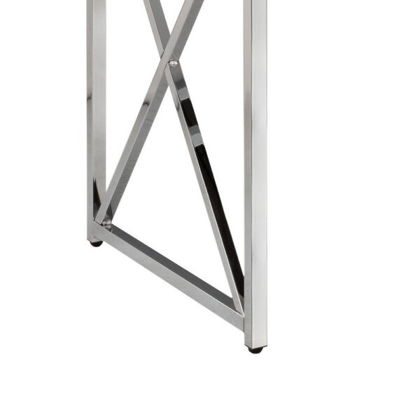 Gracie 47 Inch Desk, White Rectangular Top, Metal Legs in Chrome Finish