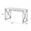 Gracie 47 Inch Desk, White Rectangular Top, Metal Legs in Chrome Finish