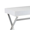 Gracie 47 Inch Desk, White Rectangular Top, 2 Drawers, Chrome Metal Legs