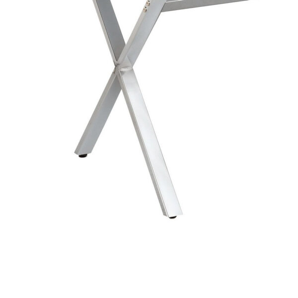 Gracie 47 Inch Desk, White Rectangular Top, 2 Drawers, Chrome Metal Legs