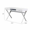 Gracie 47 Inch Desk, White Rectangular Top, 2 Drawers, Chrome Metal Legs