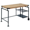 150220266991acce891df.jpeg 47 Inch Writing Desk, Industrial Caster Wheel, Black Metal, Brown Wood