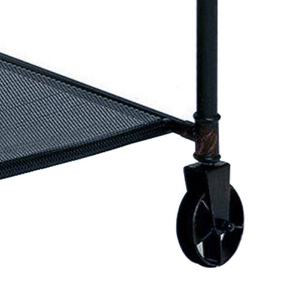 150220266991acd5bdad4.jpeg 47 Inch Writing Desk, Industrial Caster Wheel, Black Metal, Brown Wood