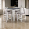 Helio 5 Piece Counter Height Dining Table and Chairs Set, White Wood, Gray