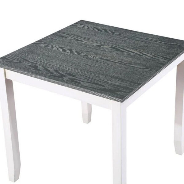 150220266991ad173a7ce.jpeg Helio 5 Piece Dining Table and Chairs Set, White Wood, Gray Fabric Seats