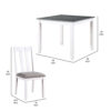150220266991ad1a1ced3.jpeg Helio 5 Piece Dining Table and Chairs Set, White Wood, Gray Fabric Seats