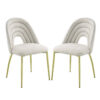 Inch 25 Inch Side Dining Chair Set of 2, White Teddy Sherpa, Gold Legs