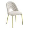 Inch 25 Inch Side Dining Chair Set of 2, White Teddy Sherpa, Gold Legs