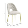 Inch 25 Inch Side Dining Chair Set of 2, White Teddy Sherpa, Gold Legs