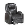 Evans 37 Inch Recliner Chair, Power Lift, Cupholders, Gray Faux Leather