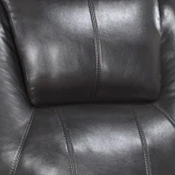 Evans 37 Inch Recliner Chair, Power Lift, Cupholders, Gray Faux Leather