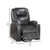 Evans 37 Inch Recliner Chair, Power Lift, Cupholders, Gray Faux Leather