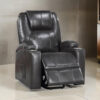 Evans 37 Inch Recliner Chair, Power Lift, Cupholders, Gray Faux Leather