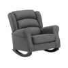 150220266991ad577d45d.jpeg 34 Inch Rocking Chair, Wood Frame, Channel Tufted Gray Fabric Upholstery