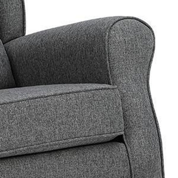 150220266991ad5a19955.jpeg 34 Inch Rocking Chair, Wood Frame, Channel Tufted Gray Fabric Upholstery