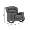 150220266991ad63b7997.jpeg 34 Inch Rocking Chair, Wood Frame, Channel Tufted Gray Fabric Upholstery