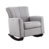 34 Inch Rocking Chair, Wood Frame, Vertical Channel Tufted Gray Linen