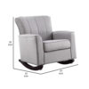 34 Inch Rocking Chair, Wood Frame, Vertical Channel Tufted Gray Linen