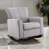 34 Inch Rocking Chair, Wood Frame, Vertical Channel Tufted Gray Linen