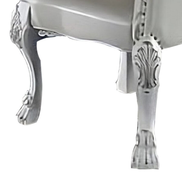 Ally 25 Inch Side Chair Set of 2, Curved Top, Carved Scrolled Motifs, White