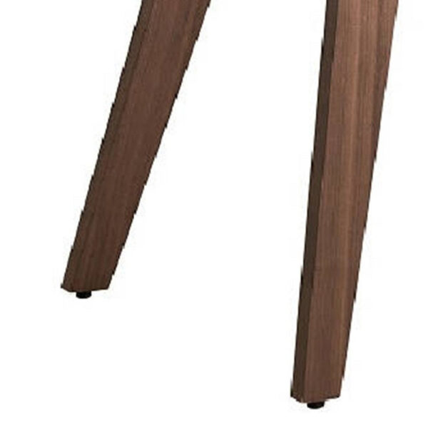 Aon 22 Inch Side Dining Chair Set of 2, Curved, White Boucle, Walnut Brown