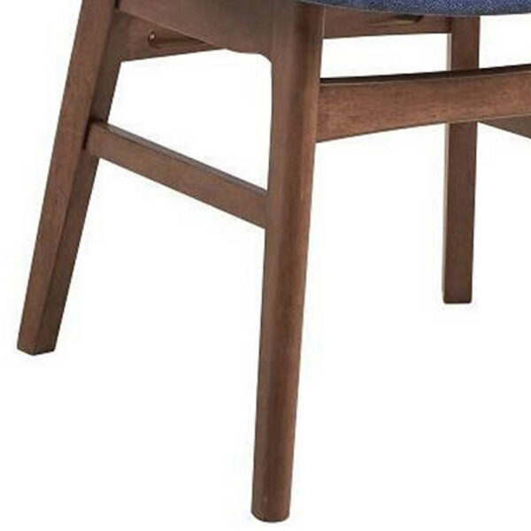 Evis 23 Inch Side Dining Chair Set of 2, Walnut Brown, Soft Blue Fabric