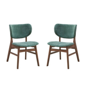 150220266991add68a220.jpeg Evis 23 Inch Side Dining Chair Set of 2, Walnut Brown, Soft Green Fabric