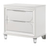 150220266991ade7944e4.jpeg Rara 30 Inch Nightstand, 2 Drawers, Mirror Trim, Acrylic Legs, White