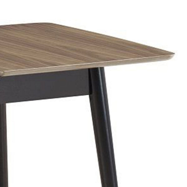 Anae 51-63 Inch Dining Table, Butterfly Leaf, Brown Wood Top, Black Legs