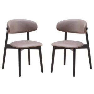 Anae 23 Inch Side Dining Chair Set of 2, Turned Legs, Gray Fabric, Black