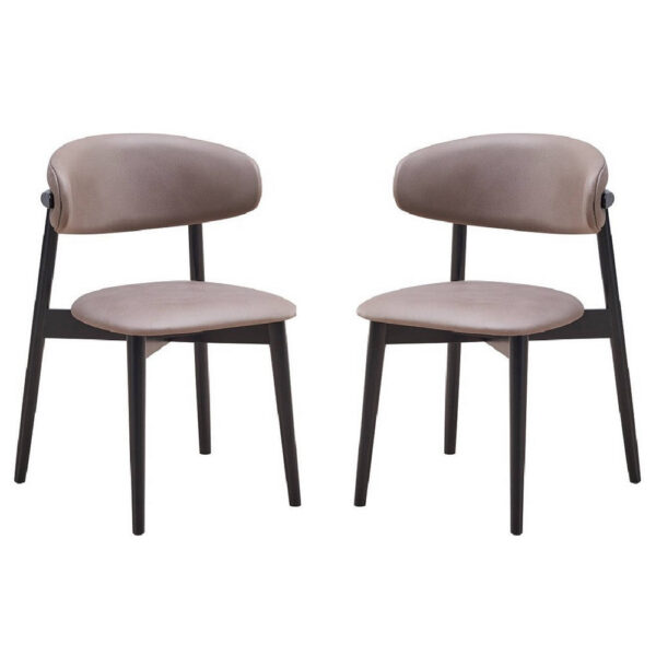 150220266991ae0de62df.jpeg Anae 23 Inch Side Dining Chair Set of 2, Turned Legs, Gray Fabric, Black