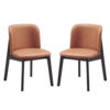 Iora 22 Inch Side Dining Chair Set of 2, Ergonomic, Brown Fabric, Black