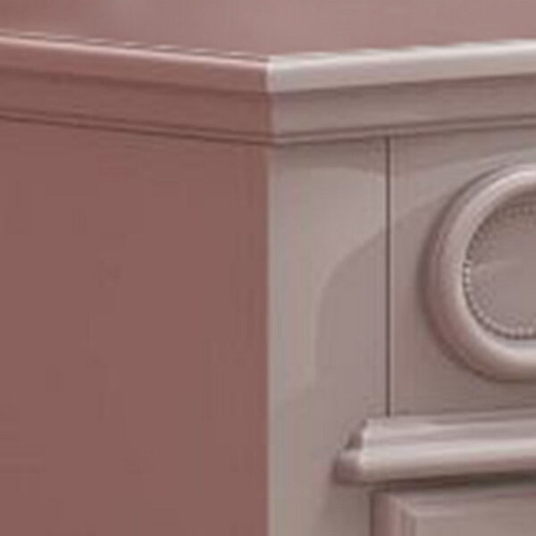 Auri 27 Inch Nightstand with 2 Drawer, Molded Trim Floral Motifs, White