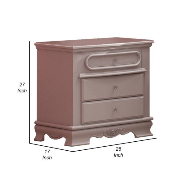 Auri 27 Inch Nightstand with 2 Drawer, Molded Trim Floral Motifs, White