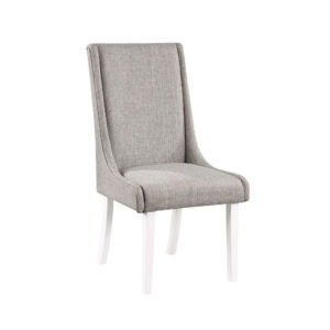 150220266991ae52ad254.jpeg Joyce 25 Inch Side Dining Chair Set of 2, Wingback, Gray Linen, White Wood