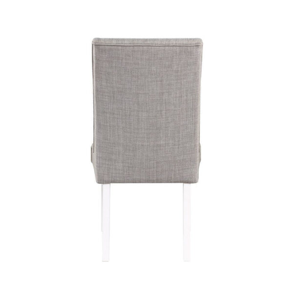 Joyce 25 Inch Side Dining Chair Set of 2, Wingback, Gray Linen, White Wood