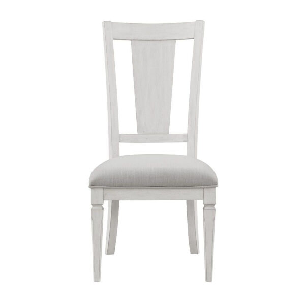 Kate 24 Inch Side Dining Chair Set of 2, Light Gray Linen, White Wood Frame