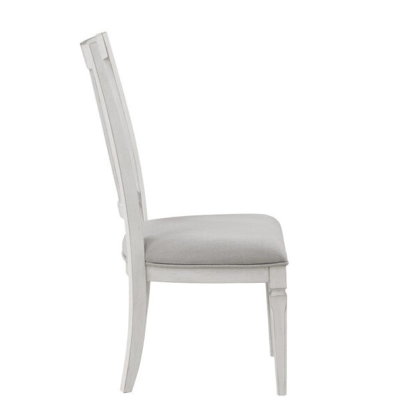 Kate 24 Inch Side Dining Chair Set of 2, Light Gray Linen, White Wood Frame
