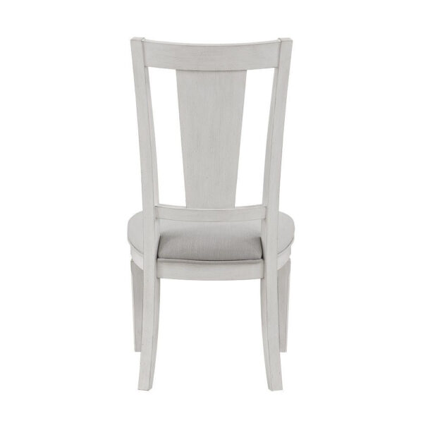 Kate 24 Inch Side Dining Chair Set of 2, Light Gray Linen, White Wood Frame