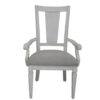 Kate 24 Inch Dining Armchair Set of 2, Light Gray Linen, White Wood Frame
