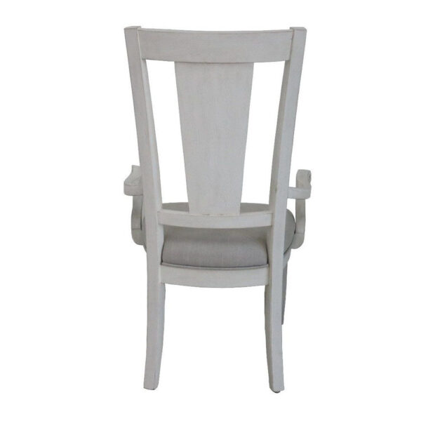 Kate 24 Inch Dining Armchair Set of 2, Light Gray Linen, White Wood Frame