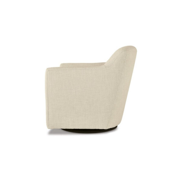 Leena 35 Inch Swivel Accent Chair, Soft Beige Linen Polyester, Reversible