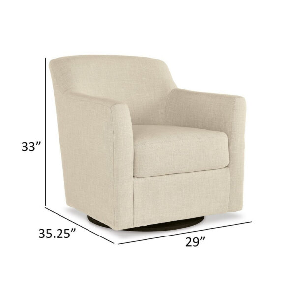 Leena 35 Inch Swivel Accent Chair, Soft Beige Linen Polyester, Reversible