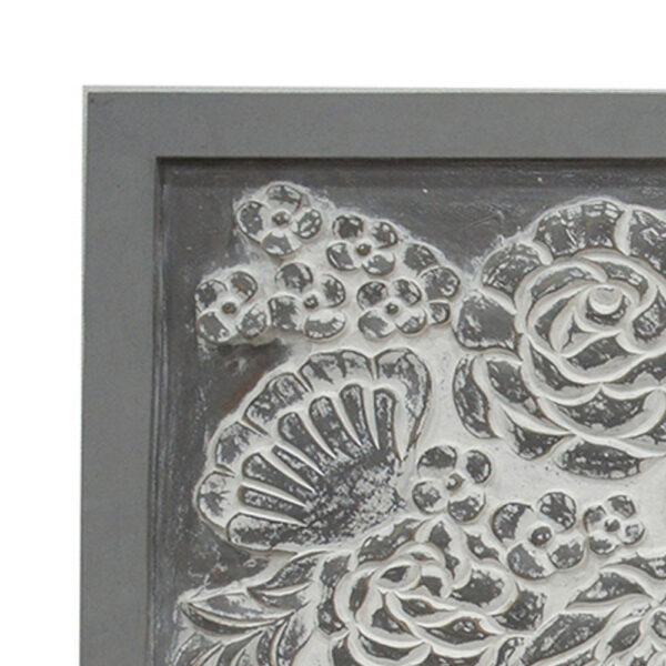 150220266991afbdadb3e.jpeg 36x36 Inch Wall Art Panel, Carved Flower Vase Design, Gray White Wood