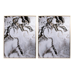 30 x 40 Set of 2 Wall Panels, Home Decor, White Black Marble Design
