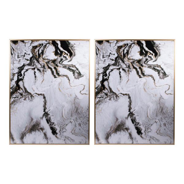 30 x 40 Set of 2 Wall Panels, Home Decor, White Black Marble Design