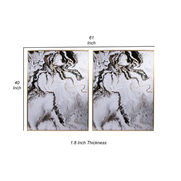 30 x 40 Set of 2 Wall Panels, Home Decor, White Black Marble Design